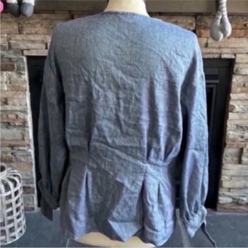 Nic+Zoe  Slate Blue Buttoned Blazer - Image 4