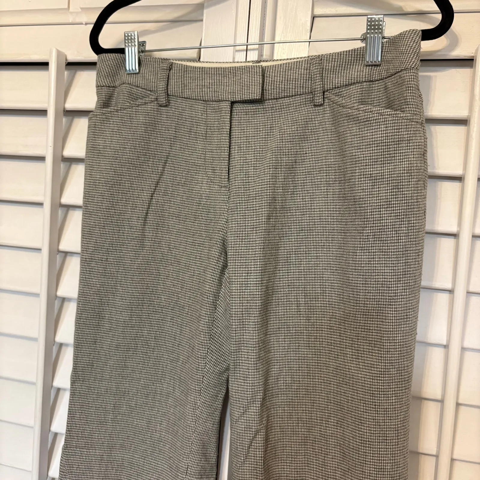 J. Crew Gray and White Houndstooth Print Wool Blend Dress Pants Size‎ 4 - Image 3
