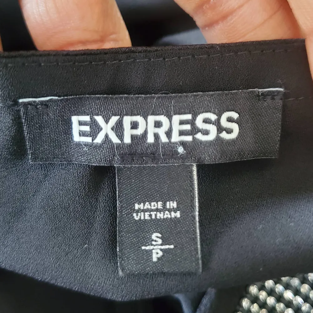 Express Women's Black Sheer Bling Collar Pullover Blouse Top Size S - Image 7