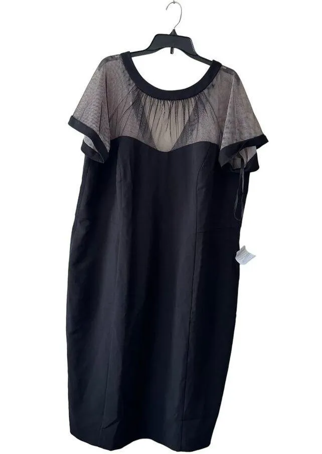 Maggy London Illusion yoke crepe cocktail dress Size 14 With Sheer Sleeves 24W - Image 3