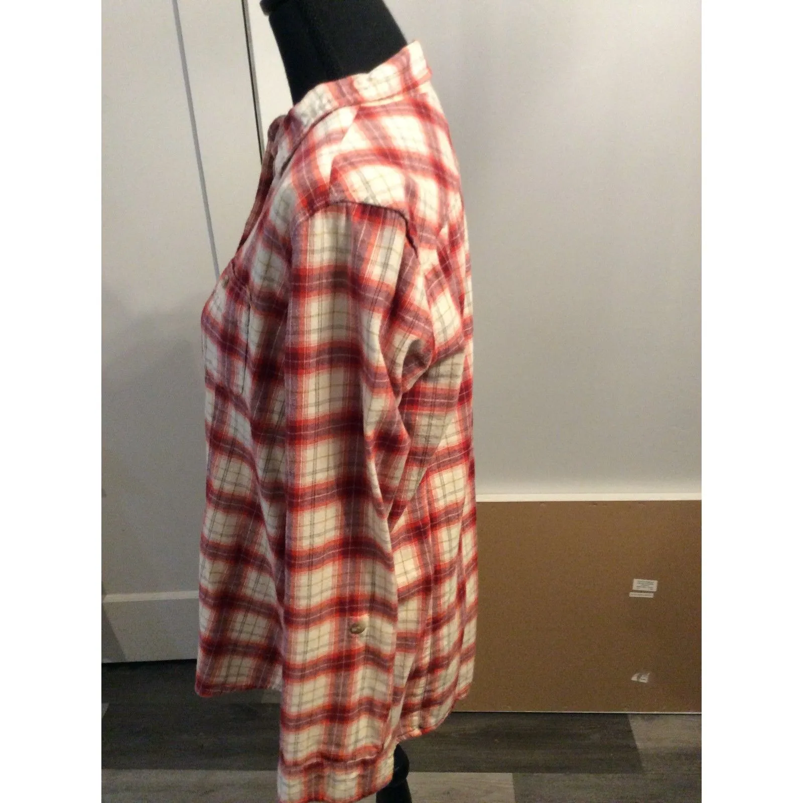 Eddie Bauer Plaid Button Up womens Shirt Large L - Image 3