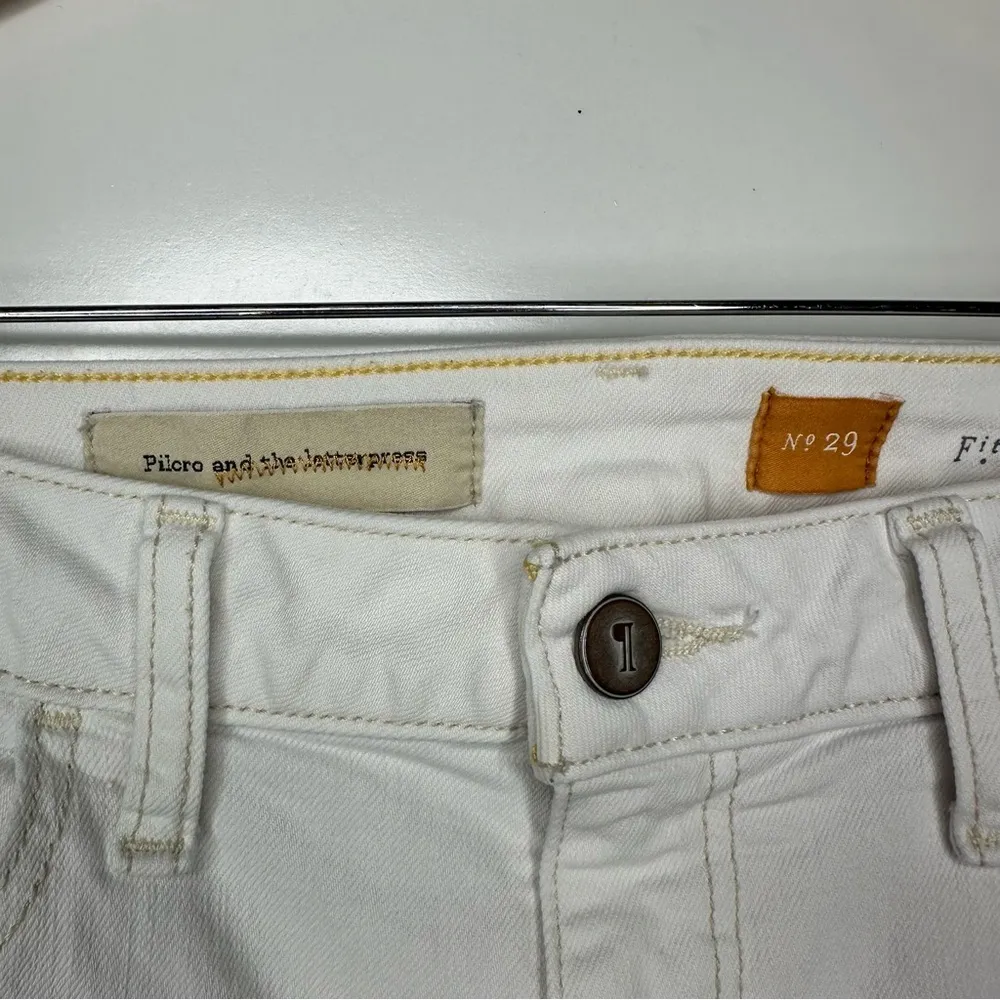 Pilcro and the Letterpress Anthropologie White Stet Cropped Jeans Size 29 - Image 3