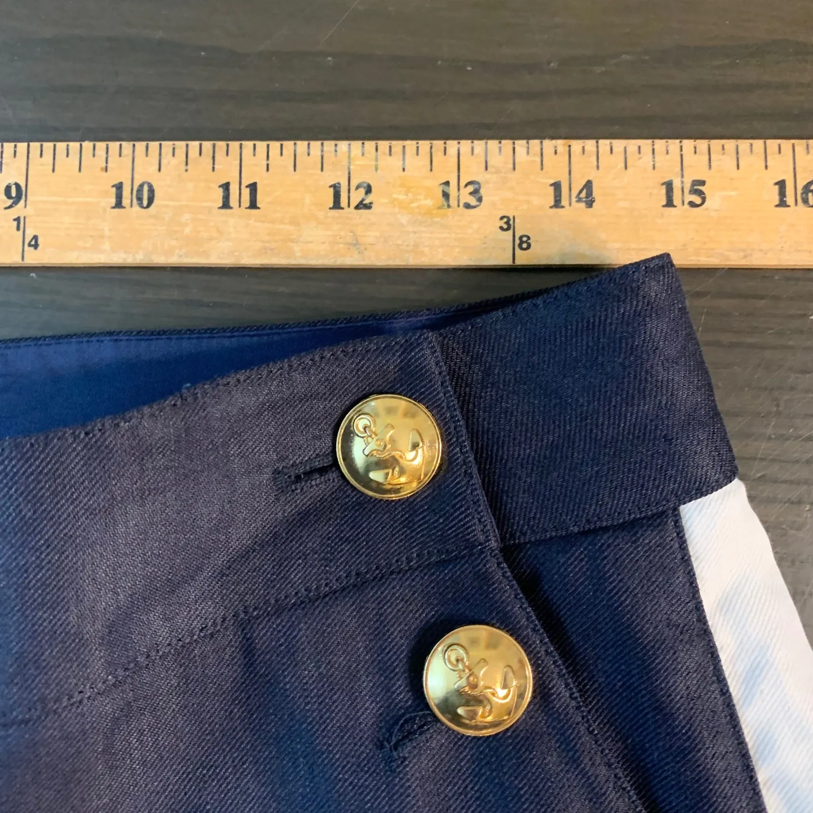 Carlisle Collection Navy Sailor Nautical Anchor Buttons Wide Leg Pants Womens 8 Blue - Image 9