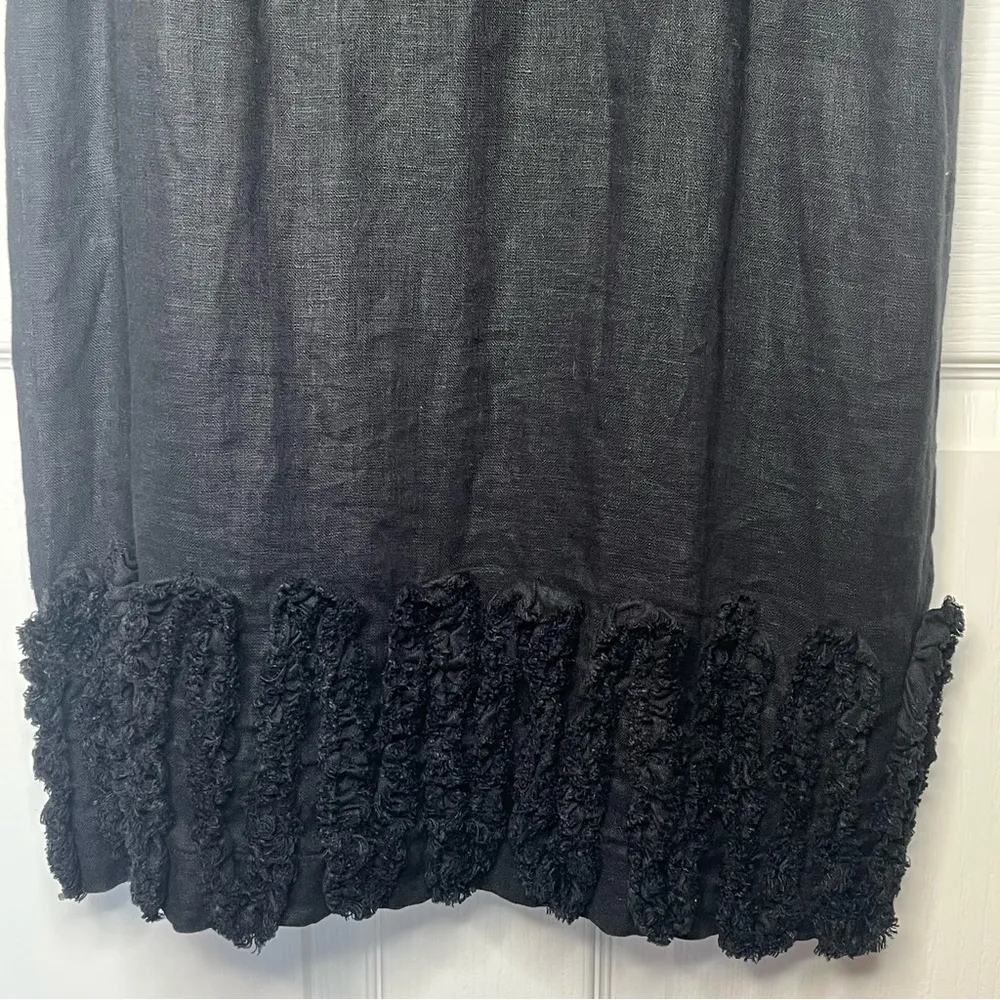 Taylor Sz 10 Black Linen Sleeveless Dress Textured BottomTrim - Image 3