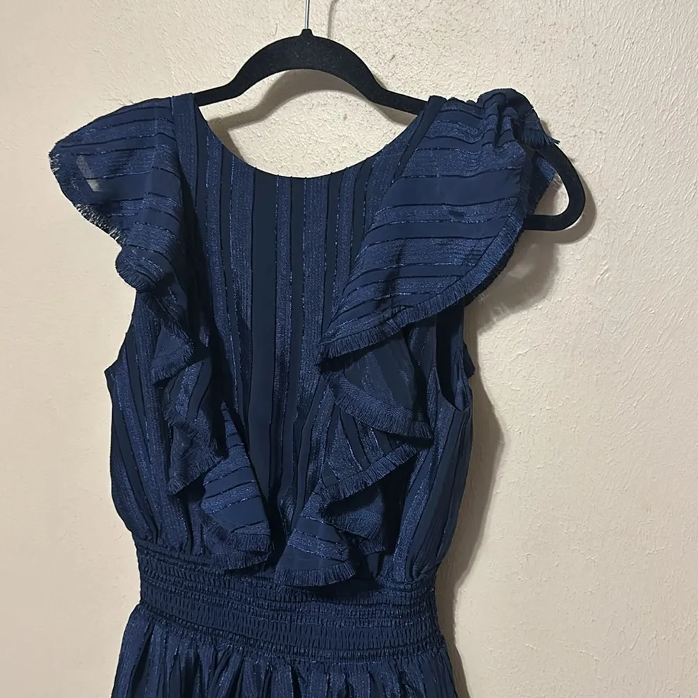 FINDERS KEEPERS Navy Ruffle Soraya ROMPER‎ Size 4 - Image 3