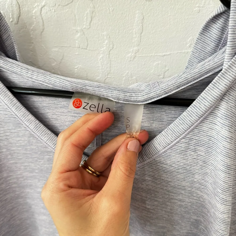 Zella Purple White Stripe Pullover Long Sleeve Hood Relaxed Oversize Small - Image 4