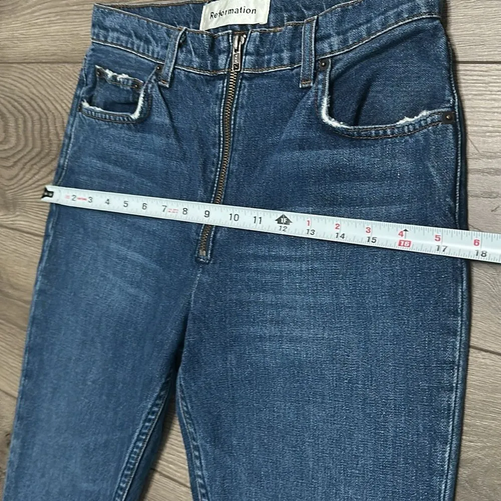 Reformation Brooke Zip High Rise Straight Blue Glacier Jeans‎ Size 27 - Image 9