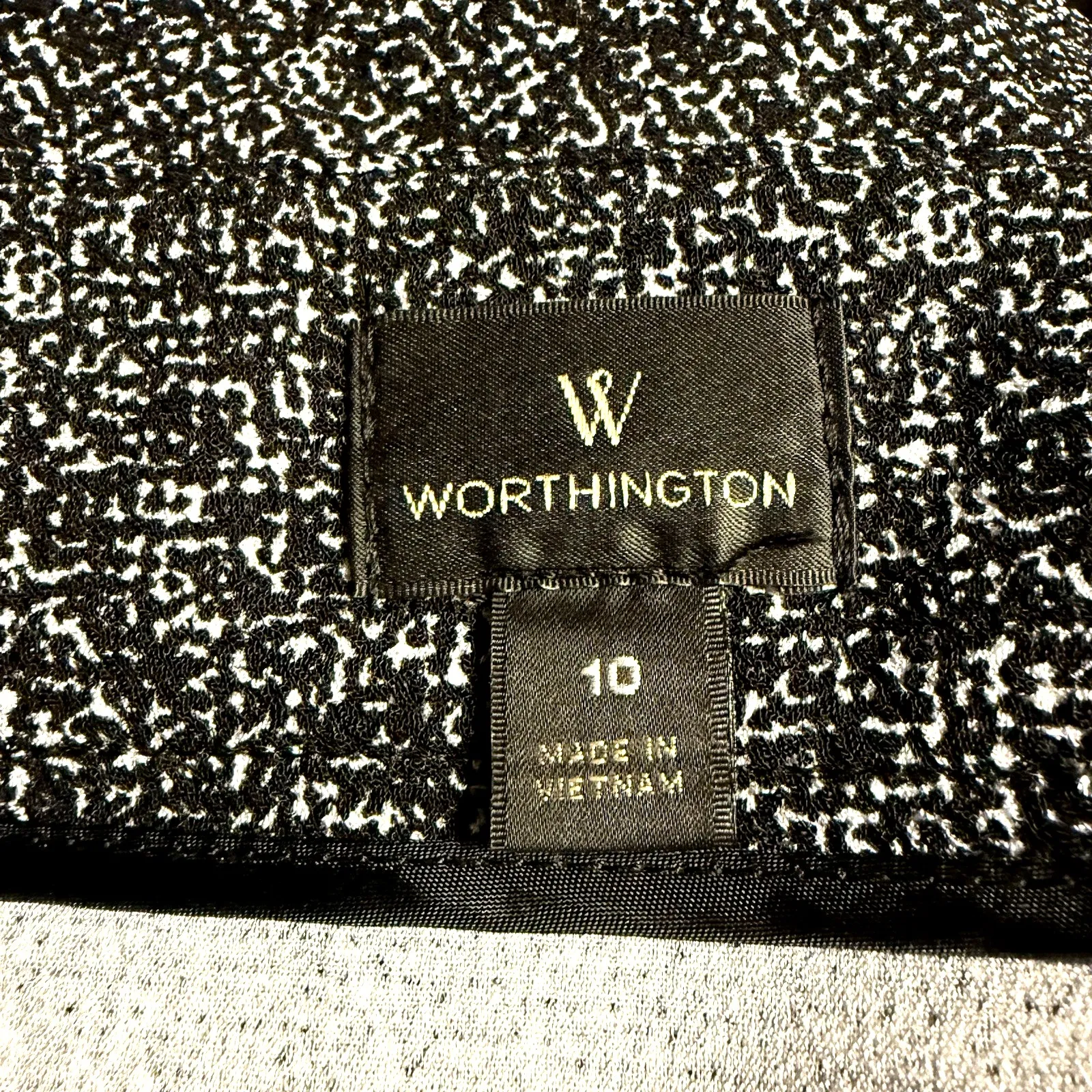 Worthington Flared Trumpet Skirt Womens 10 M White Black Peplum Stretch Office - Image 6