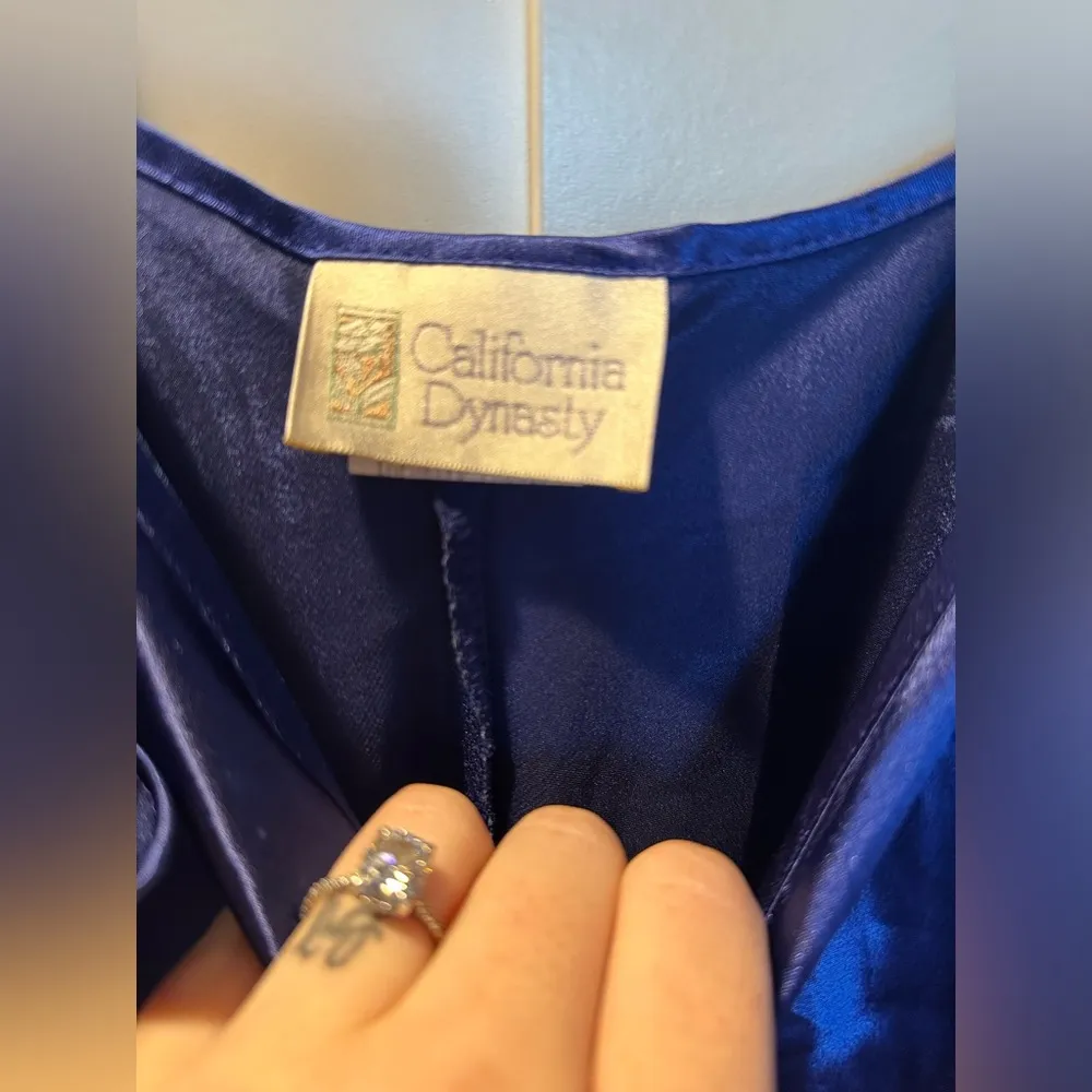 Vintage California Dynasty silky satin slip mini dress 💙💜 Blue Size L - Image 7