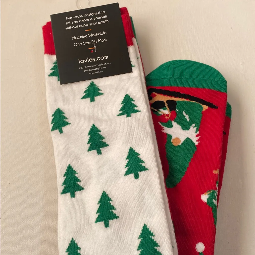 Lavley long Christmas holiday socks Red - Image 5