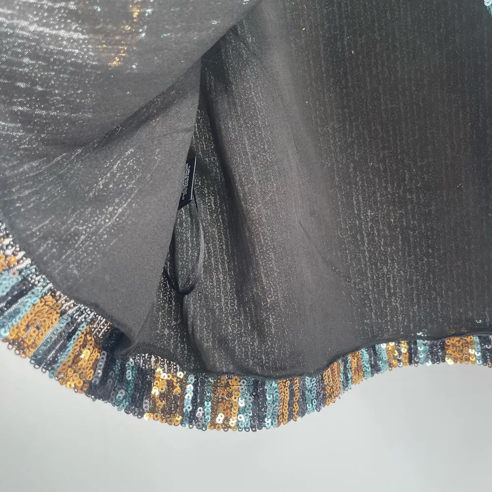 SAY WHAT? Sequin Tank Size Medium Stripe Button Back Tie Straps Open Back Party - Image 11