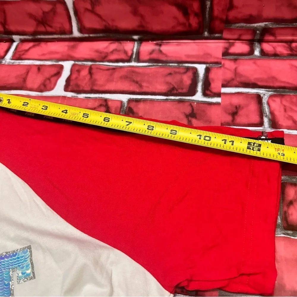 PINK By Victorias Secret Holiday Tee shirt bling iridescent size M - Image 10