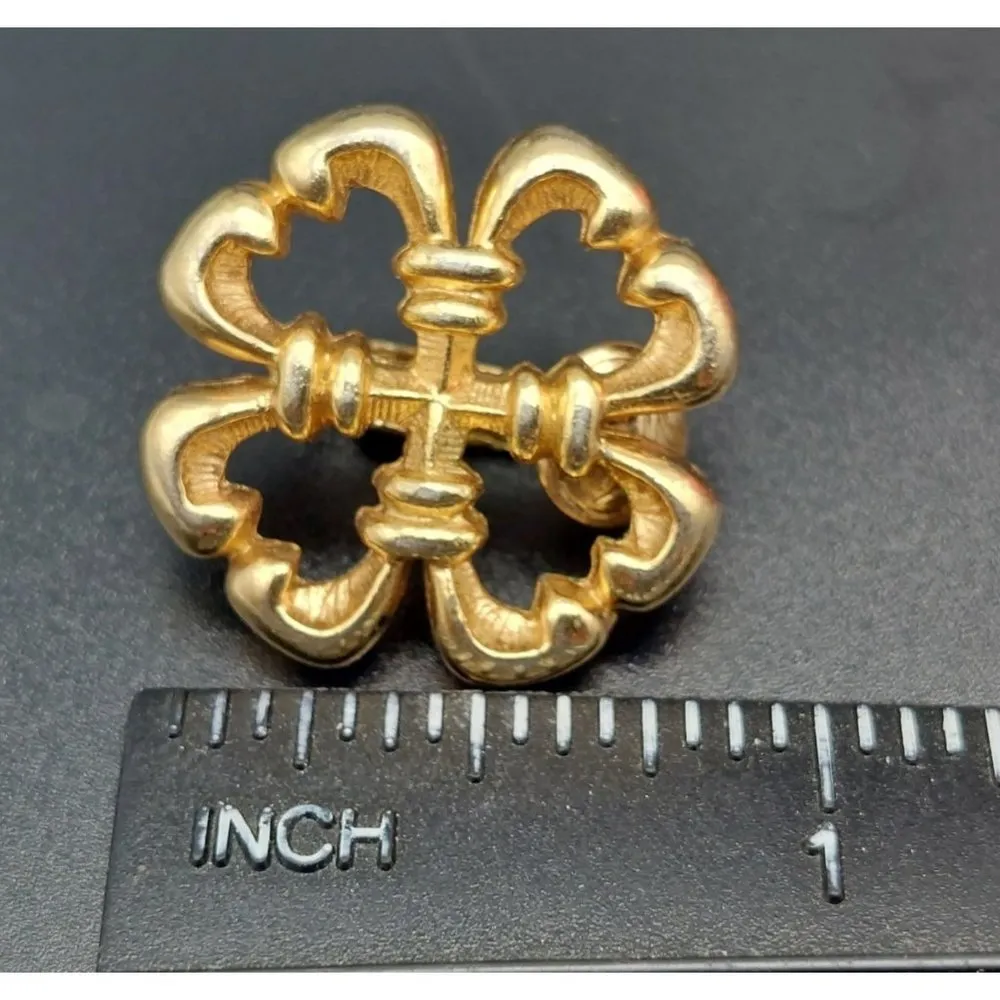 Lot of 2 Vintage Sarah Coventry Clover Flower Earrings Clip On Gold Tone 1" - Image 11