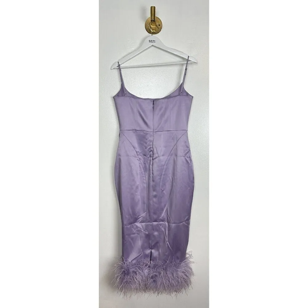 HOUSE OF CB Helena Satin Trim Midi Dress in Orchid Size Large - Image 9