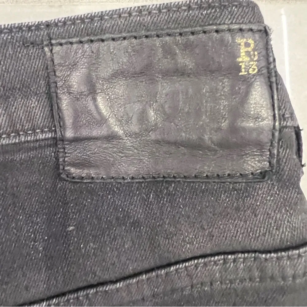 R13 Black Waxed X-Over Jeans - Image 11