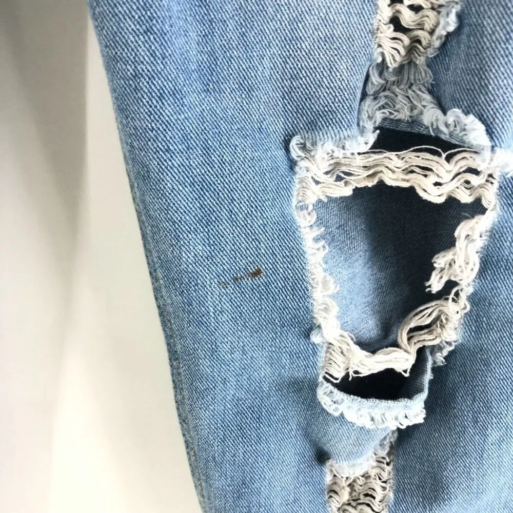 NastyGal Womens Jeans High Rise Distressed Tapered Medium Wash 10 - Image 2