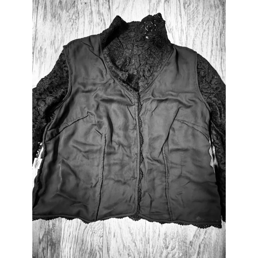 Talbots Womens Blazer 14W Plus Elegant black lace top Jacket Party Event Comfort - Image 12