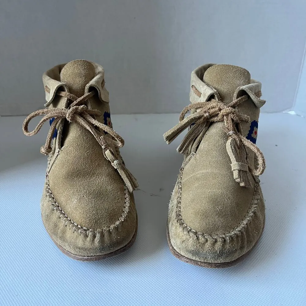 Soludos Suede Moccasin Womens Boots Sz 7 Boho Southwestern Embroidered  Festival - Image 3