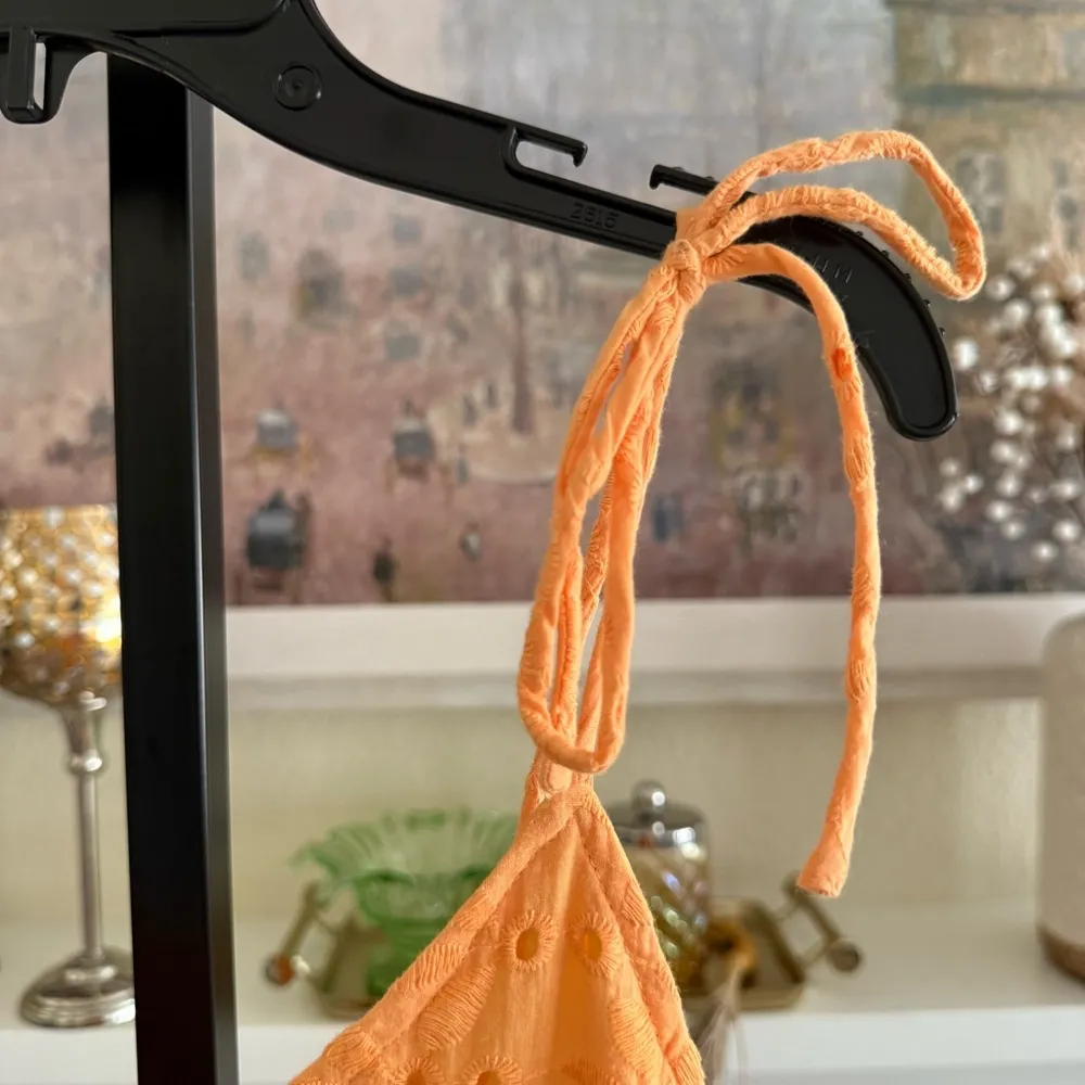 Eyelet Cottagecore Orange Tie Lined Babydoll Summer Cotton Flowy Mini Dress Boho - Image 6