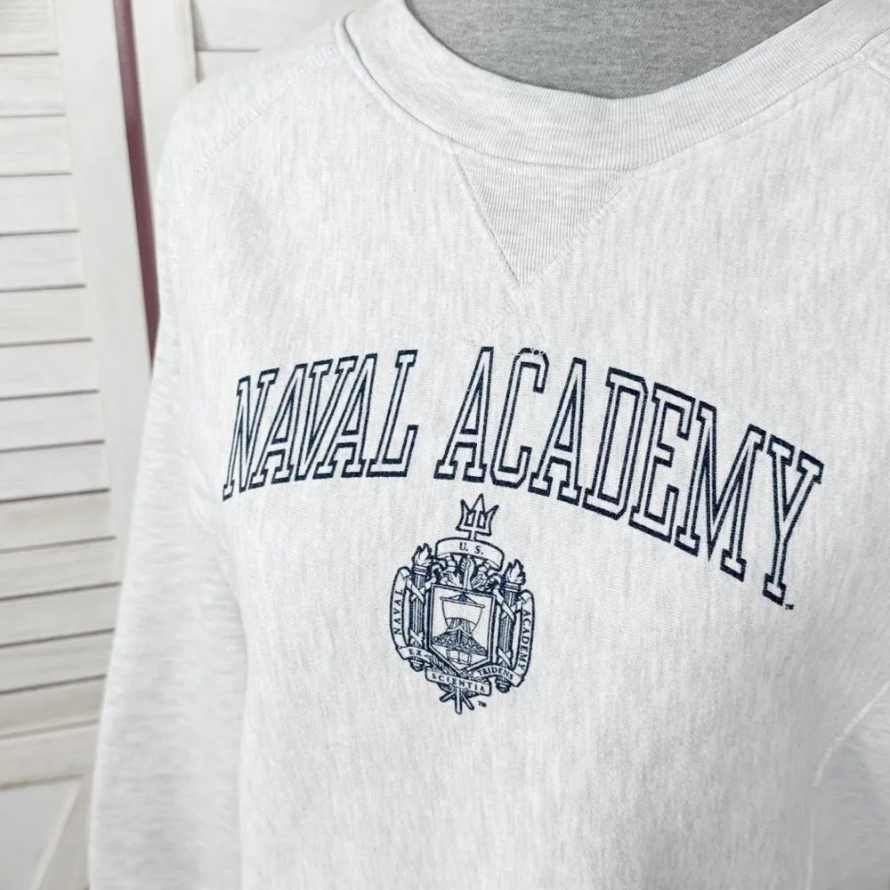 Pro Edge Campus Naval Academy Reverse Weave Sweatshirt‎ Light Grey Medium Gray - Image 5