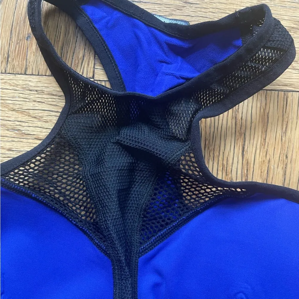 Michi Avalon Sports Bra Indigo/Black Size S EUC high neck racerback bold sexy Blue - Image 3