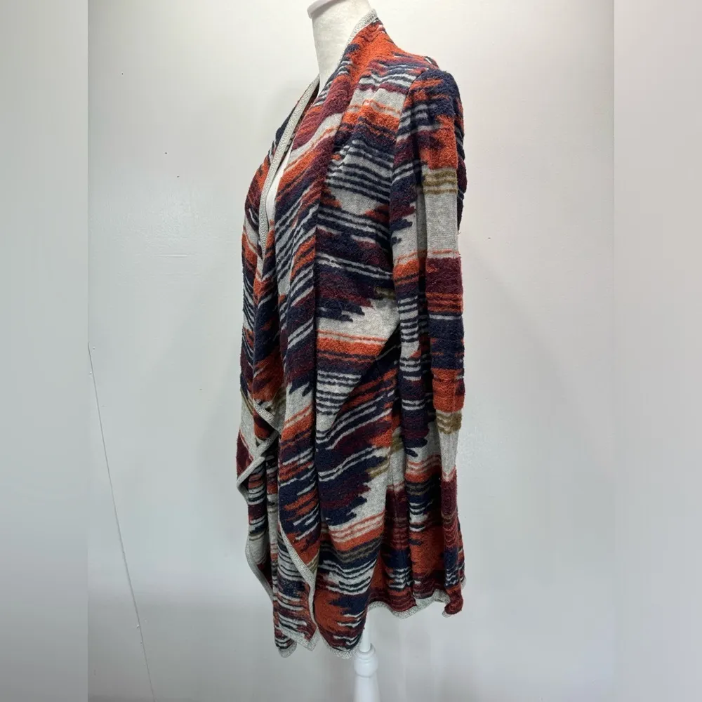 Lucky Brand Southwestern Aztec Knit Long Open Flutter Front Wrap Cardigan XL - Image 5
