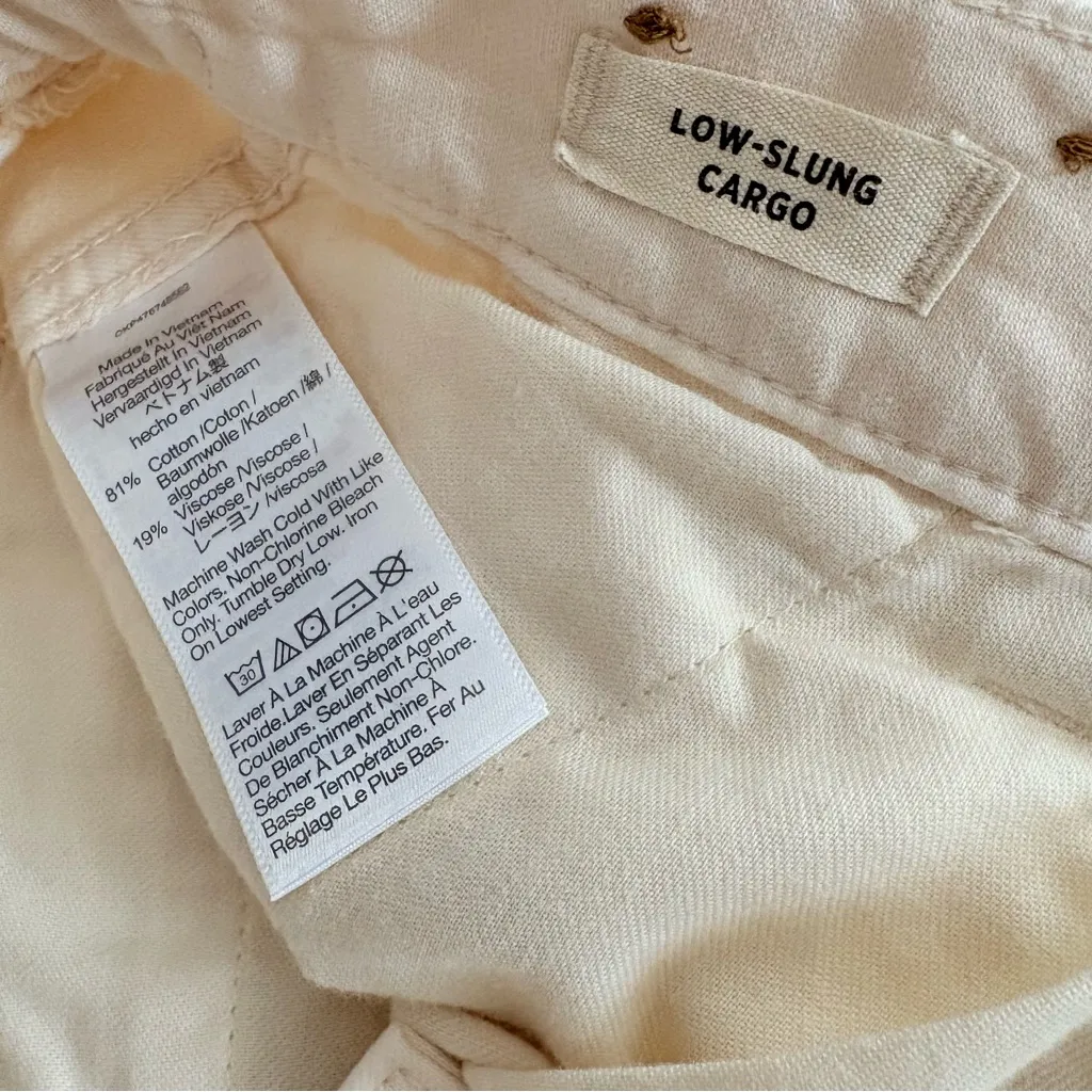 Madewell Garment-Dyed Low-Slung Straight Cargo Pants Cream Vintage Linen 26 - Image 13