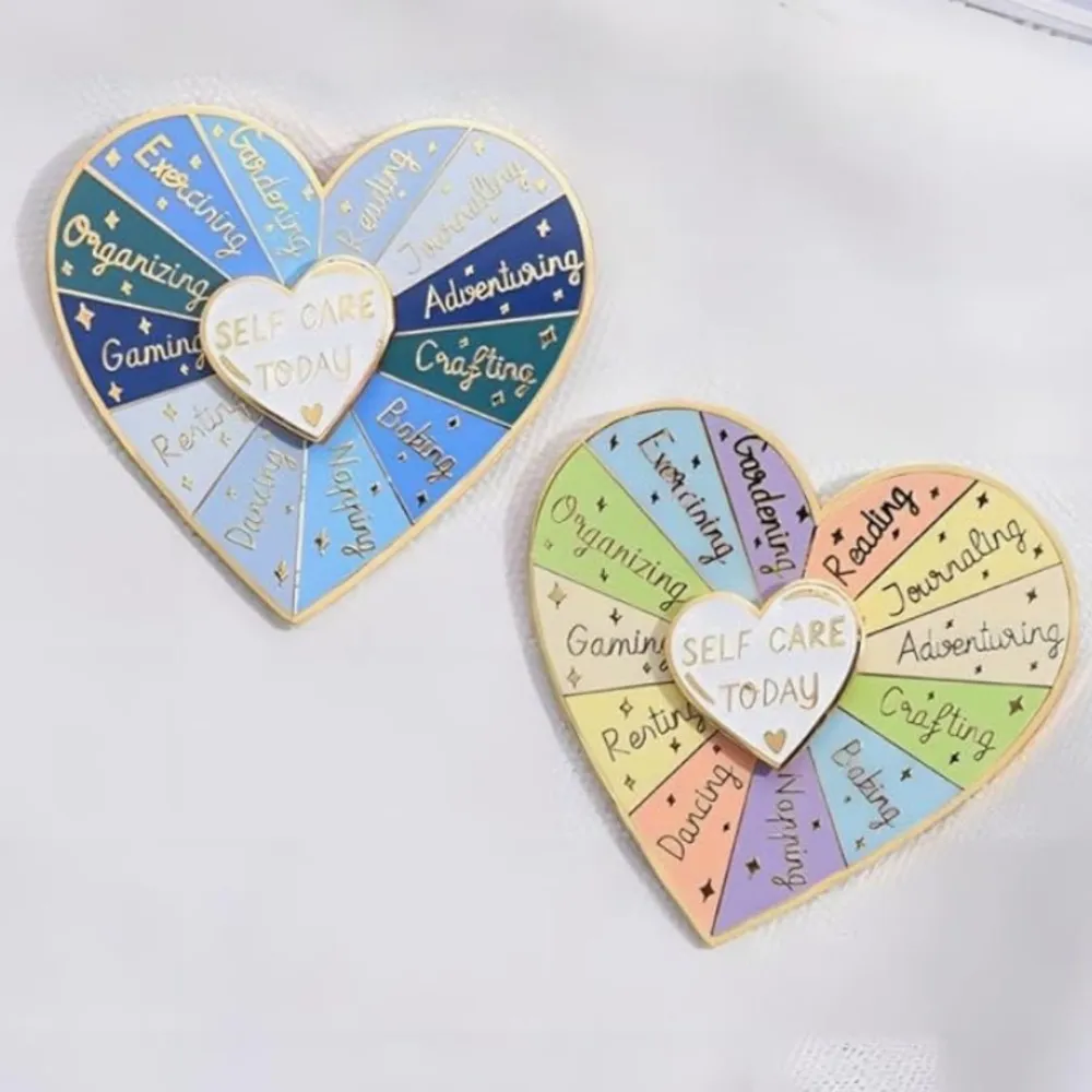 NEW Self Care Heart Enamel Pin Blue - Image 3