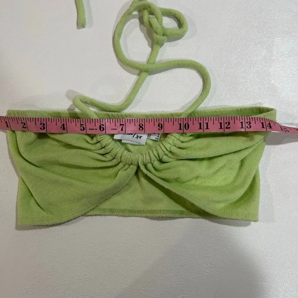 Princess Polly Clarke Top Green Size 4 Terry Halter Crop Y2K - Image 6
