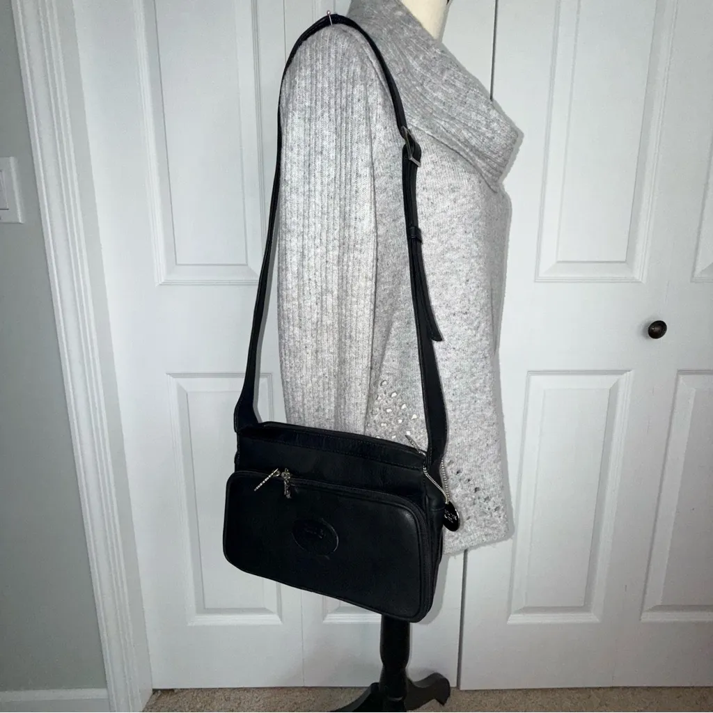 New Vintage American Angel Black Leather Shoulder‎ Bag Purse Never used - Image 6