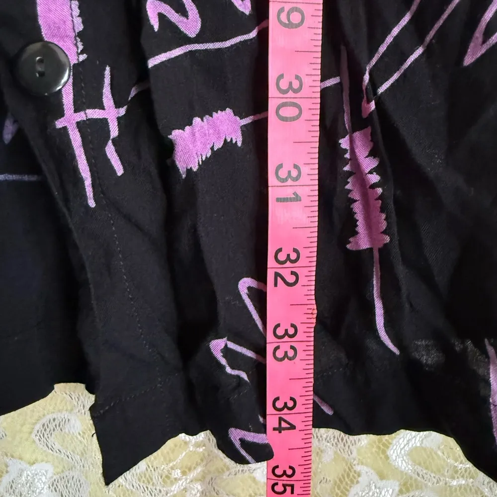 Vintage Black and Purple Maxi Skirt center buttons pockets 80s pockets euc small Size M - Image 11