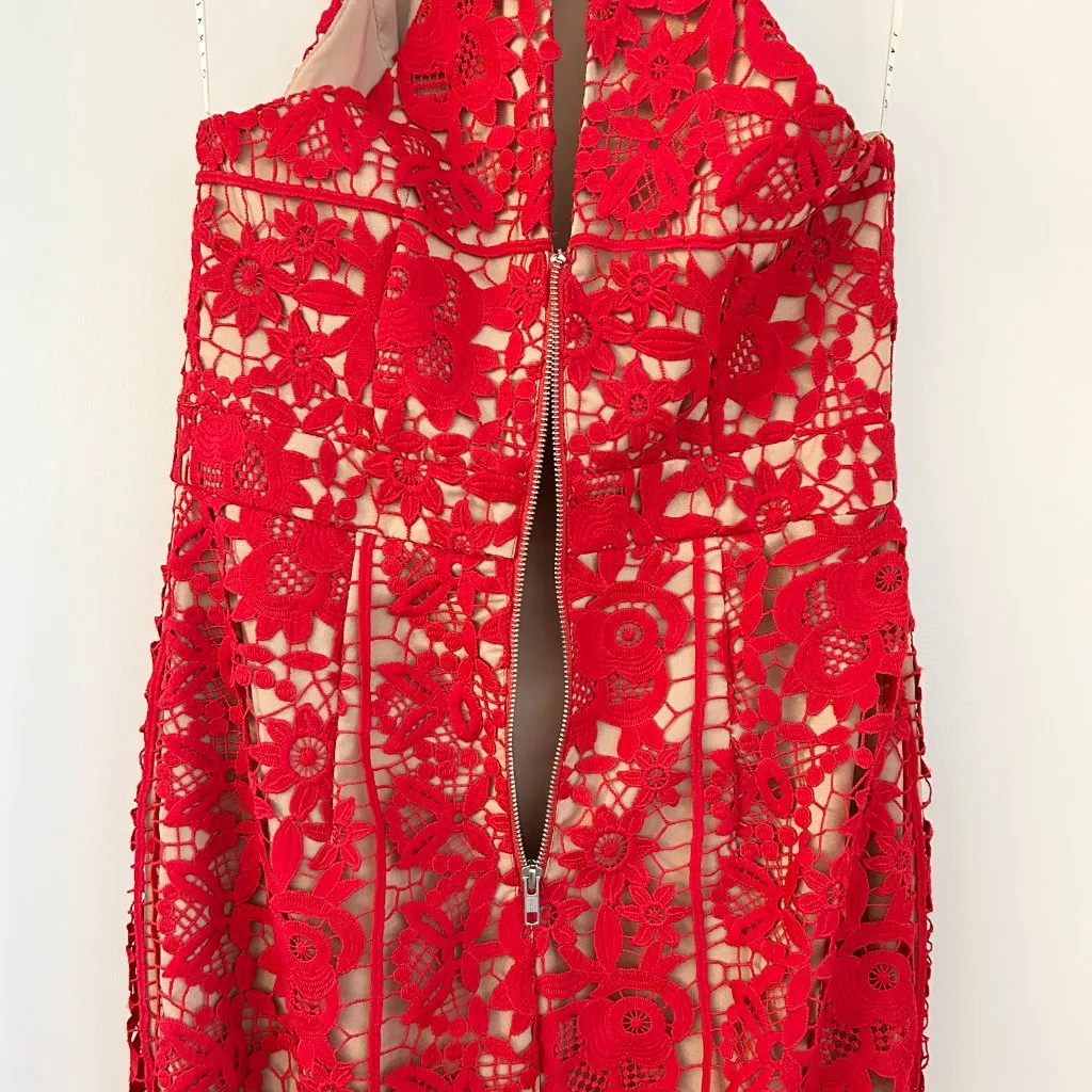 Jarlo London Red Lace Halter Neck Mermaid Flare Long Maxi Dress UK 12/US 8 - Image 9