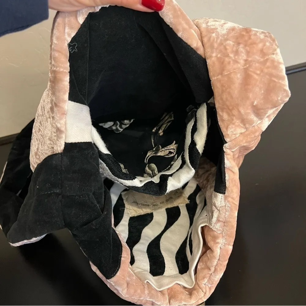 Velour Double sided crossbody Bag, boho chic,zebra print, lace accent Black - Image 5