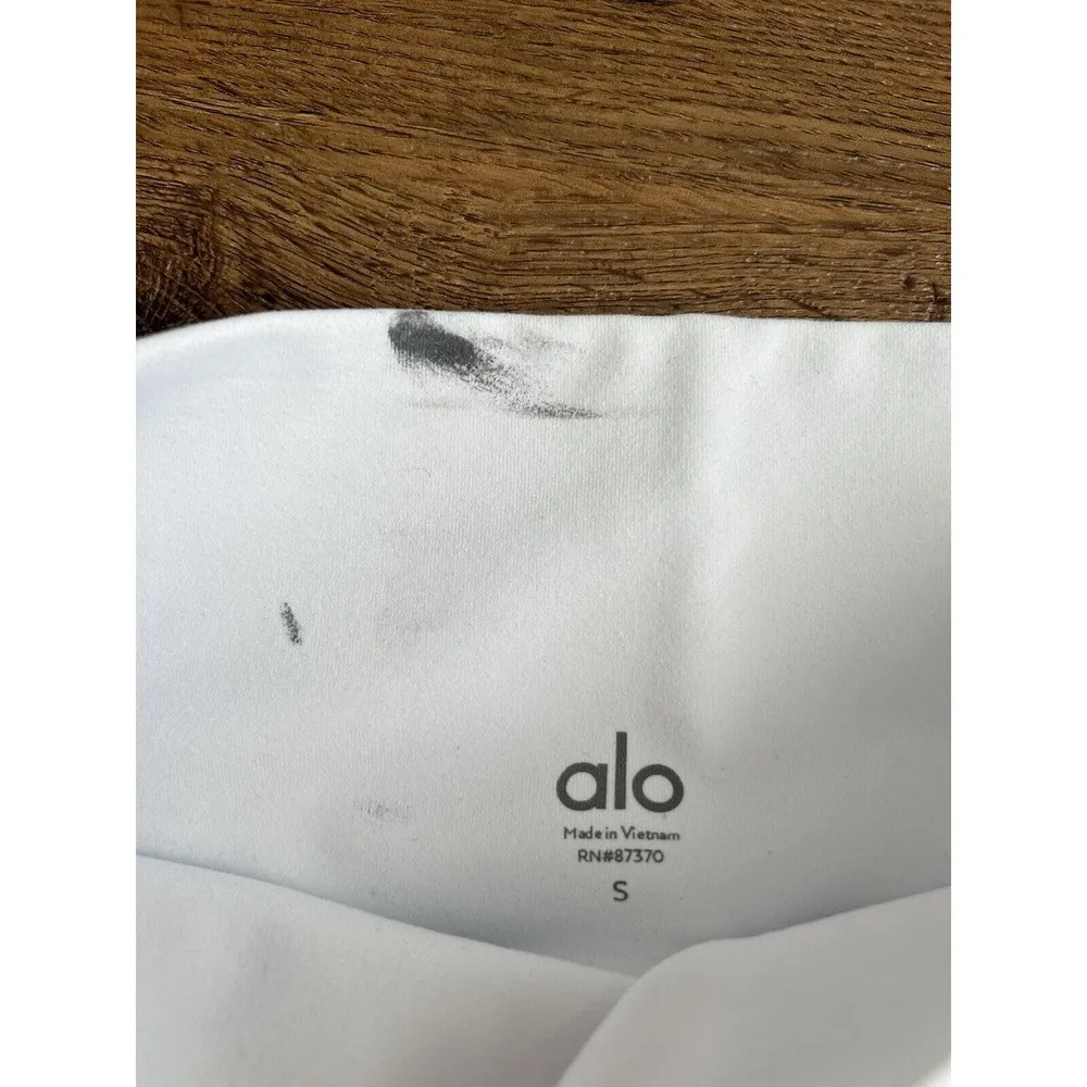 ALO YOGA GODDESS High Rise White/Grey Color Block Leggings Sz S - Image 4