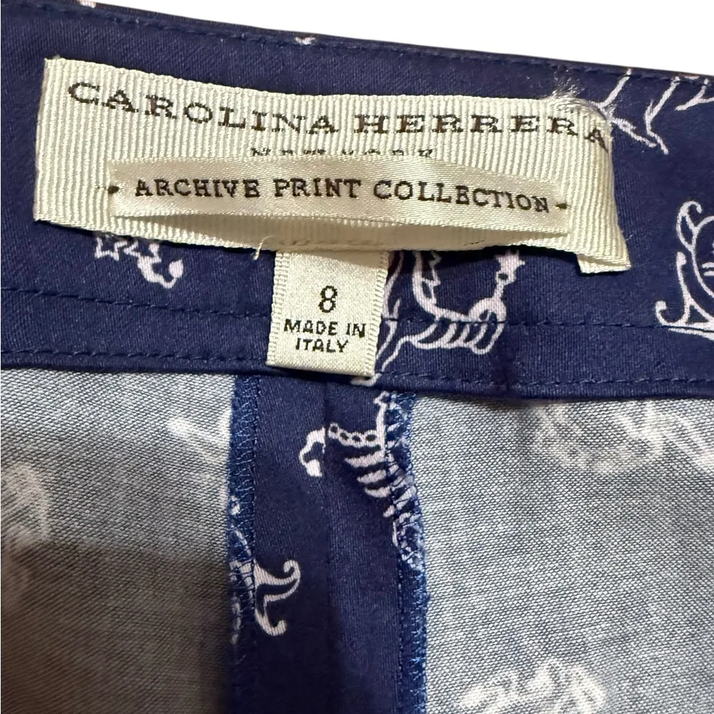 Carolina Herrera Pants Zodiac Print Dark Blue Archive Print Collection B131 Sz 8 - Image 3