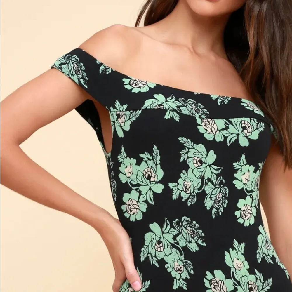 BLACK FLORAL OFF-THE-SHOULDER BODYSUIT - Image 3