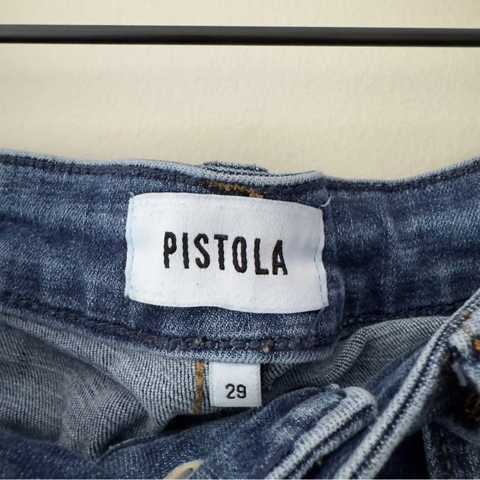 Pistola Medium Wash Skinny Jeans 5-Pocket Solid Denim Belt Loops Zipper Button - Image 13