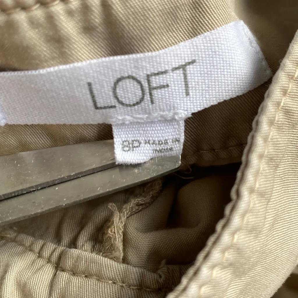 LOFT 100% Cotton Wide Leg Extra High Waist Pleated Lightweight Trousers - Image 3