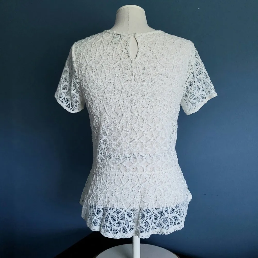hinge Lace Peplum Crewneck Top - Image 4