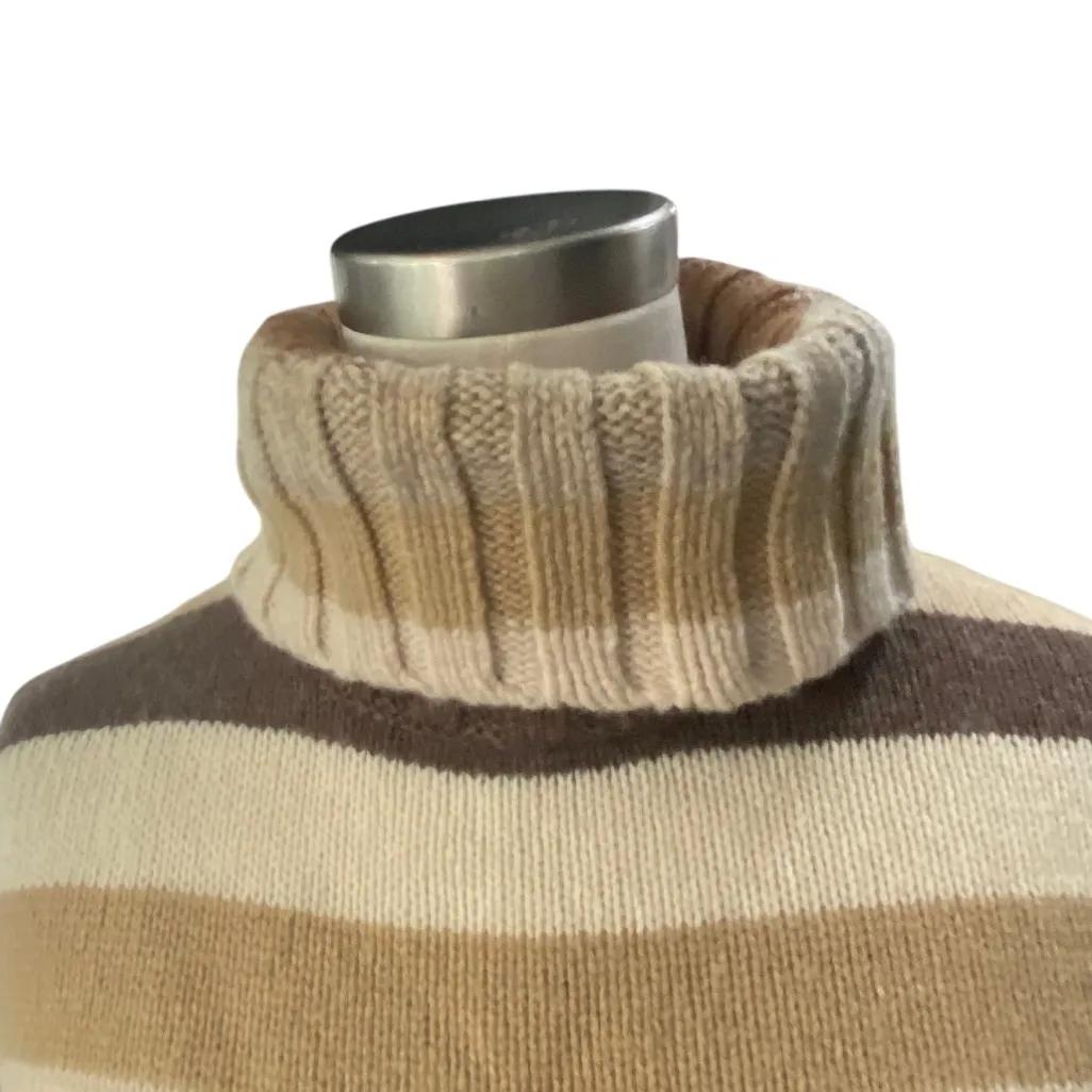 Y2K Old Navy Lambswool Brown stripe turtleneck sweater size MEDIUM - Image 7
