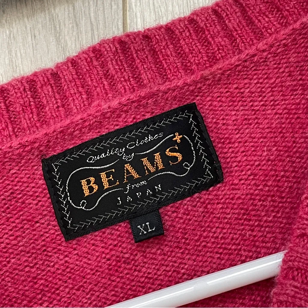 Beams Wool Sweater crewneck womens Pink (xlarge) japan classic bright basic Size XL - Image 2