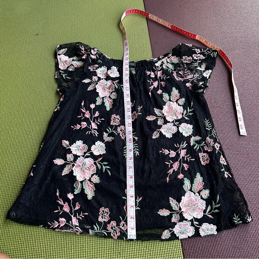 Black floral blouse/ off the shoulder lace floral blouse - Image 2