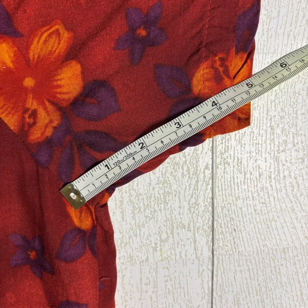 Vintage Ship N Shore Woman Red Floral Dress Size 1X - Image 7