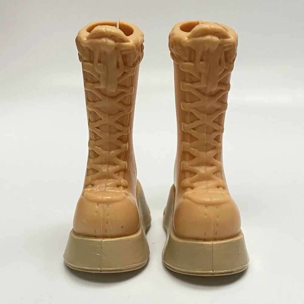 Barbie My Scene Doll Shoes Faux Fur Look Platform Lace Up Winter Boots Beige Size undefined - Image 7