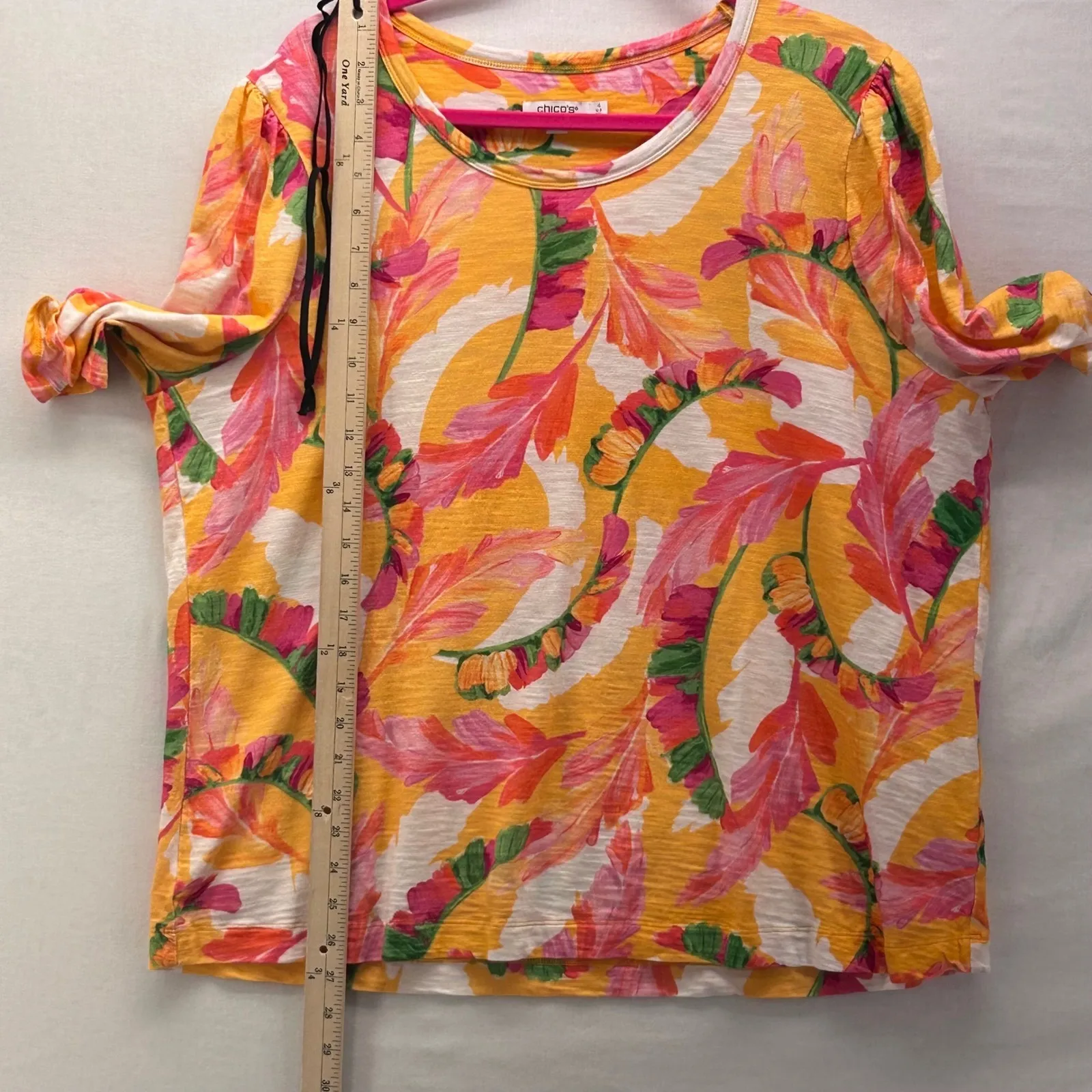 Chicos Leaf Tropical Top Orange XXL Or 4 - Image 12