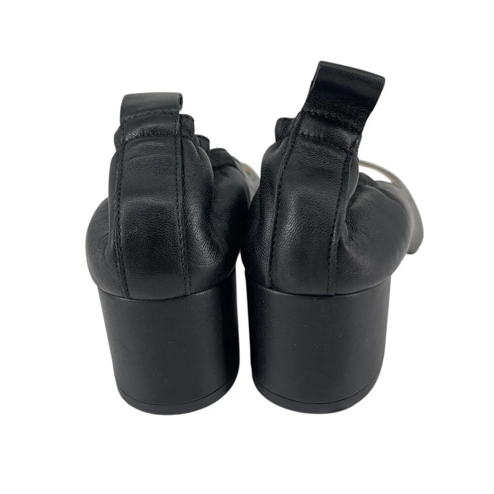 Everlane The Day Heel Pump Black Leather Round Toe Size 6.5 - Image 12