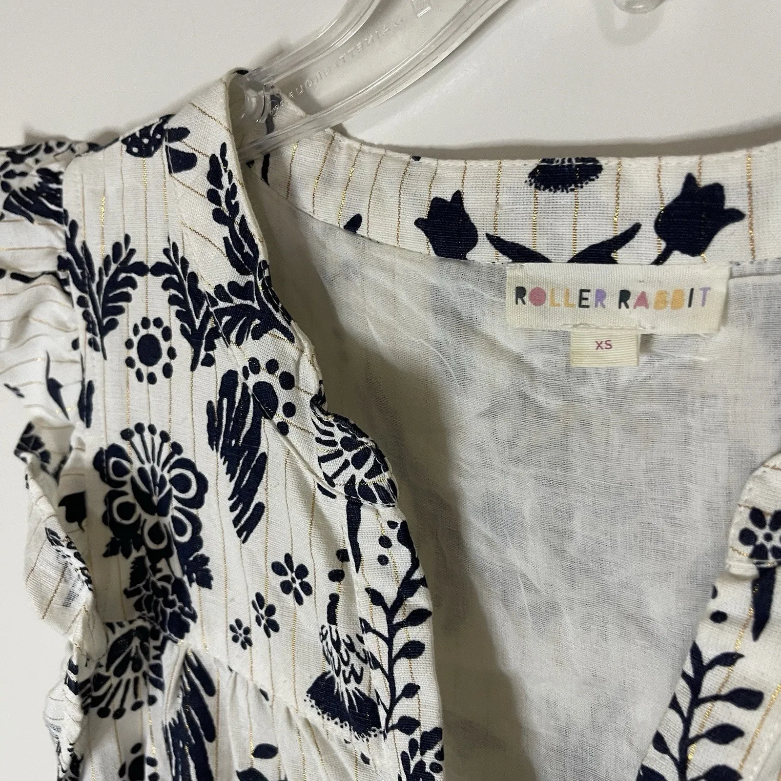 Roller Rabbit Womens floral white belted midi dress size XS - Image 3