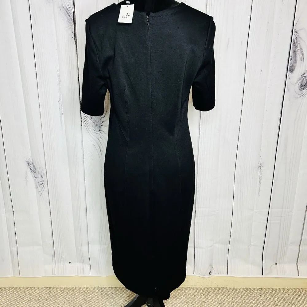 NWT Cabi Claire Dress V-Neck Ponte Short Sleeve Sheath Black Sz 10 NEW - Image 8