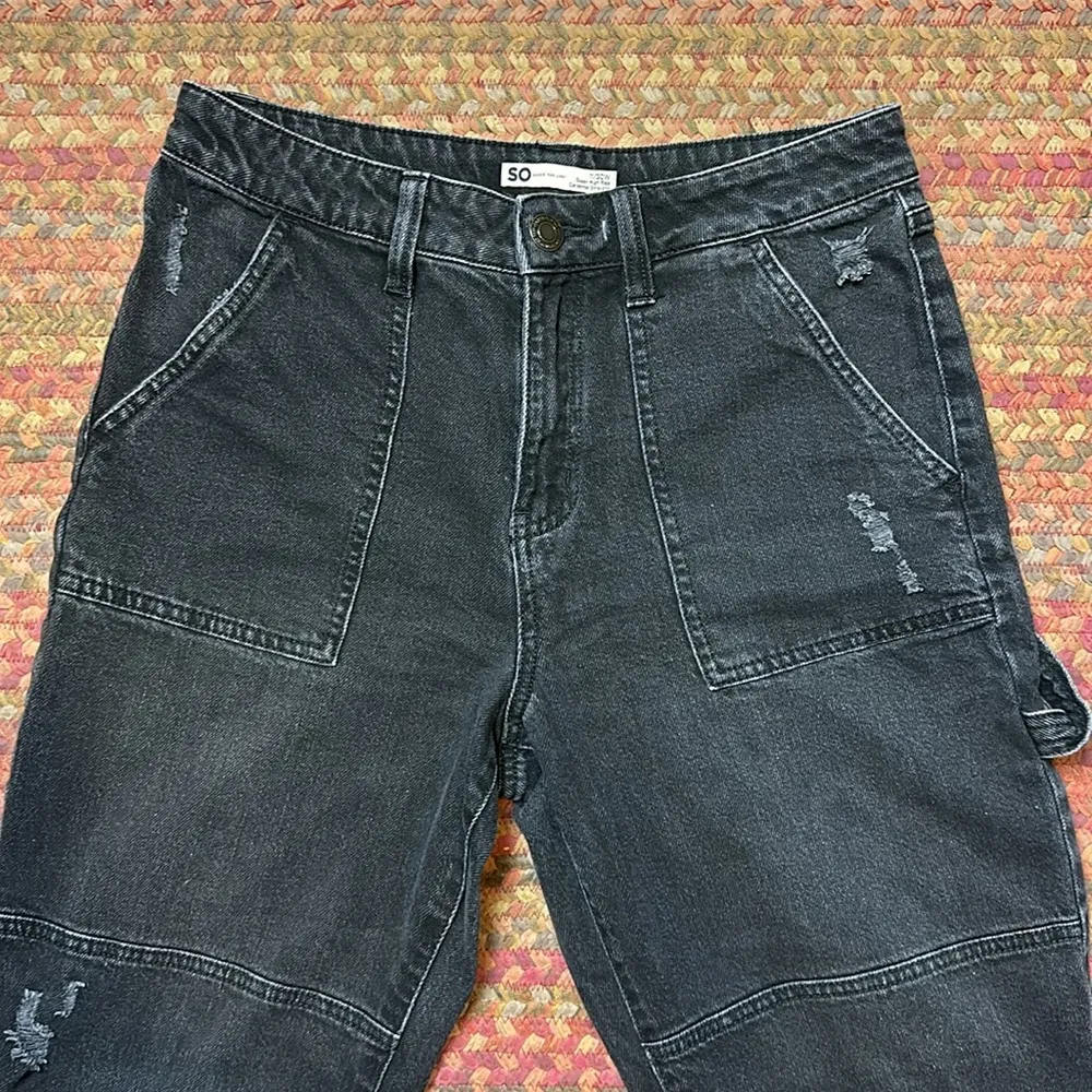 SO  SUPER HIGH RISE CARPENTER STRAIGHT BLACK JEANS - Image 2