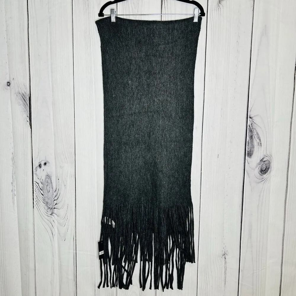 Lucky Brand Solid Brushed Scarf Dark Heather Grey w/Fringe 15" X 88" NWT - Image 4